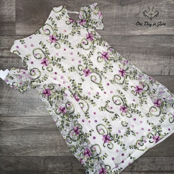 Signature by Robbie Bee Floral Cold Shoulder Sheer Layered Dress Size S - Picture 5 of 5